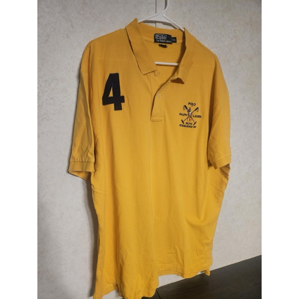 Polo Ralph Lauren Men's XXLarge Yellow Patch Rugby Short Sleeve Embroidered Polo